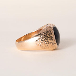 Vintage 14K Gold Onyx Cushion Dome Nugget Signet Ring Band