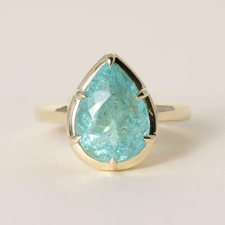 Vintage 18K Yellow Gold 5.01 Carat Paraiba Pear Shape GIA Solitaire Ring