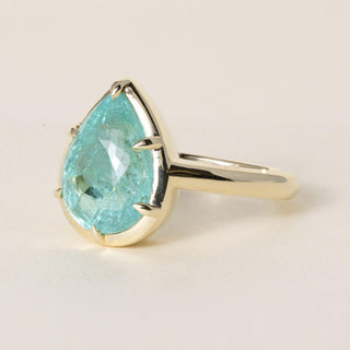 Vintage 18K Yellow Gold 5.01 Carat Paraiba Pear Shape GIA Solitaire Ring