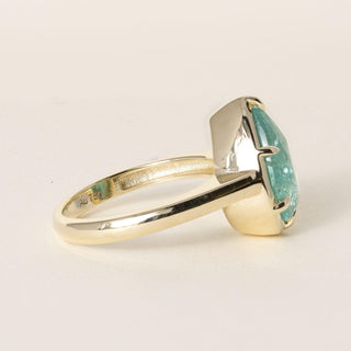 Vintage 18K Yellow Gold 5.01 Carat Paraiba Pear Shape GIA Solitaire Ring