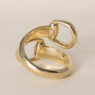 Estate Gucci Horsebit Contrairie 18K Yellow Gold Wrap Ring