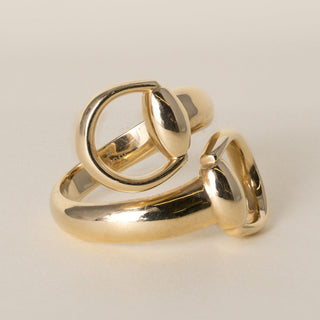 Estate Gucci Horsebit Contrairie 18K Yellow Gold Wrap Ring