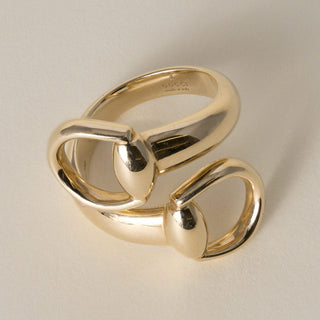 Estate Gucci Horsebit Contrairie 18K Yellow Gold Wrap Ring