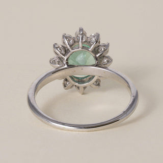 Estate Colombian 18K 1.20 Carat Natural Emerald GIA Certified Diamond Halo Ring