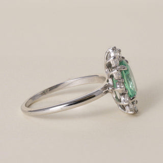 Estate Colombian 18K 1.20 Carat Natural Emerald GIA Certified Diamond Halo Ring