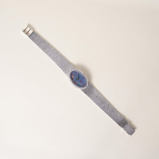 Vintage L.U.C Chopard Oval Opal Dial and Diamond Ladies 18K Gold Cocktail Watch