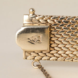 Vintage 14K Mesh Gold Hamilton Hidden Dial Diamond Cocktail Bracelet Watch