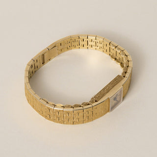 Vintage 1960s Piaget 18K Gold Square Champagne Dial Back Wind Bracelet Watch