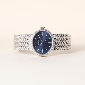 Vintage Rolex Orchid ladies Blue Face Diamond Cocktail Watch 18K Gold