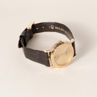 Vintage Rolex Cellini Brown Leather Strap 18k YG