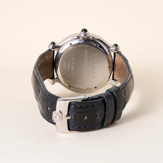 Vintage Chopard Happy Sport Diamonds and  Leather Strap S. Steel Watch