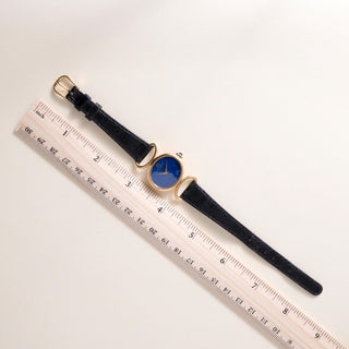 Vintage Baume & Mercier Ladies Lapis Lazuli Dial Wristwatch 18K yellow gold