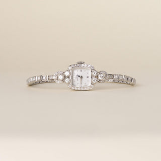 Vintage Lady Hamilton 1.25 Carats Diamonds Tonneau Shape Cocktail Watch 14K Gold