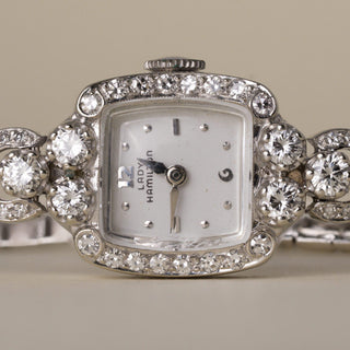 Vintage Lady Hamilton 1.25 Carats Diamonds Tonneau Shape Cocktail Watch 14K Gold
