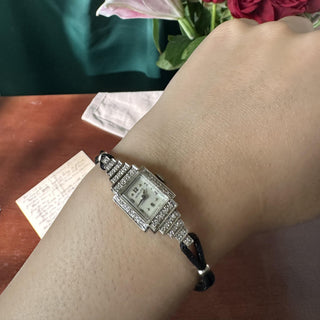 Vintage 1950's Hamilton Art Deco 14k Diamond Staircase Lady's Wristwatch