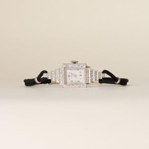 Vintage 1950's Hamilton Art Deco 14k Diamond Staircase Lady's Wristwatch