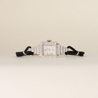 Vintage 1950's Hamilton Art Deco 14k Diamond Staircase Lady's Wristwatch