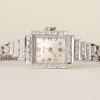 Art Deco Blancpain 1 carat Diamond Ladies Cocktail Watch 14K White Gold
