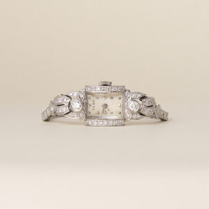 Vintage 1950s Art Deco Pery Platinum 2.50 Carat Diamond Cocktail Watch