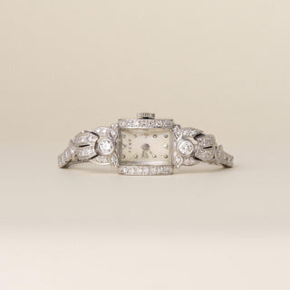 Vintage 1950s Art Deco Pery Platinum 2.50 Carat Diamond Cocktail Watch