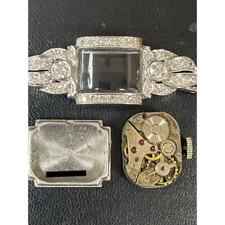 Vintage 1950s Art Deco Pery Platinum 2.50 Carat Diamond Cocktail Watch