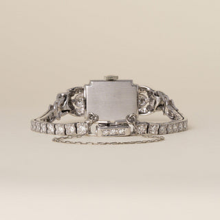 Vintage 1950s Art Deco Pery Platinum 2.50 Carat Diamond Cocktail Watch