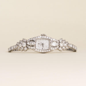 Art Deco Hamilton 14K Gold 5 Carats Marquise Diamond Cocktail Watch