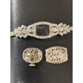 Art Deco Hamilton 14K Gold 5 Carats Marquise Diamond Cocktail Watch