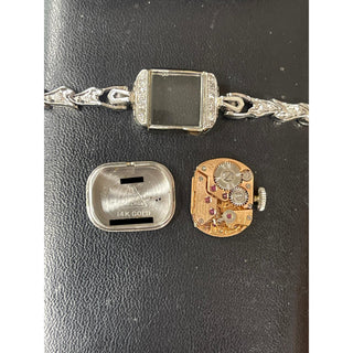 Art Deco Vintage 1960s Omega 14K White Gold 1 Carat Diamond Cocktail Watch