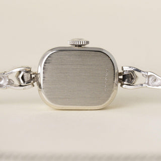 Art Deco Vintage 1960s Omega 14K White Gold 1 Carat Diamond Cocktail Watch