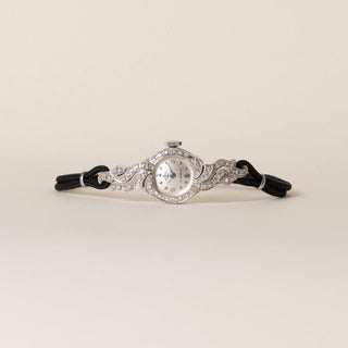 Vintage 1950s 14K White Gold Normandie Diamond Cocktail Watch