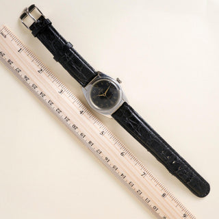 Vintage Rolex Oyster Perpetual Back Black Dial Leather Strap Watch