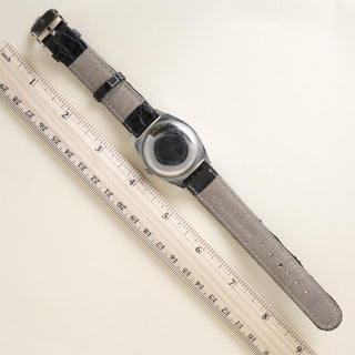 Vintage Rolex Oyster Perpetual Back Black Dial Leather Strap Watch