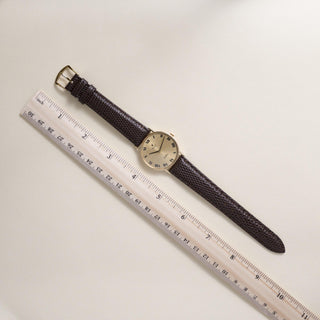 Vintage Rolex Cellini 18K Gold Champagne Dial Brown Leather Strap Watch