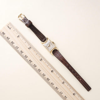Vintage 1950s Hamilton Cocktail 14K Yellow Gold Manual Wind Lizard Strap Watch