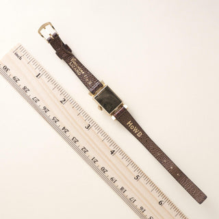 Vintage 1950s Hamilton Cocktail 14K Yellow Gold Manual Wind Lizard Strap Watch