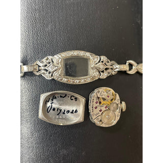 Vintage 1930s Hamilton 14K Gold Diamond Bezel Art Deco Ladies Cocktail Watch