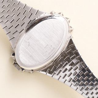 Omega De Ville Vintage 18-Karat White Gold Diamond and Blue Sapphire Watch