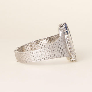 Omega De Ville Vintage 18-Karat White Gold Diamond and Blue Sapphire Watch