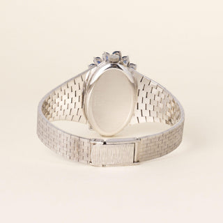 Omega De Ville Vintage 18-Karat White Gold Diamond and Blue Sapphire Watch