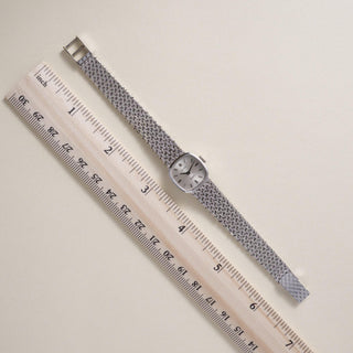 Vintage 1960s 18K Gold Rolex Orchid Cushion Silver Dial Woven Mesh Ladies Watch
