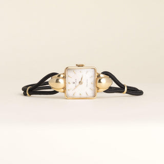 Vintage 1950s Rolex Precision Square 18-Karat Yellow Gold Black Cord Watch