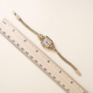 Vintage 1940s Rolex 9K Gold Square Dial Gold-Filled Wire Mesh Bracelet Watch