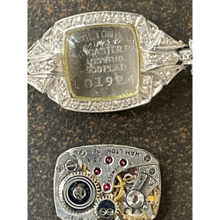 Vintage 1940s Hamilton Platinum and 14-Karat White Gold Diamond Cocktail Watch