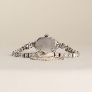 Vintage 1940s Hamilton Platinum and 14-Karat White Gold Diamond Cocktail Watch