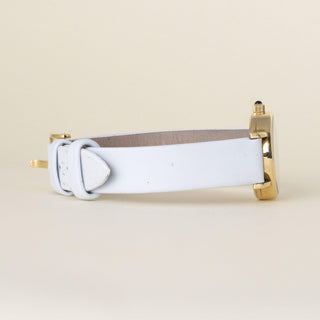 Vintage 18K Gold Tiffany and Co. Circle Dial Powder Blue Leather Strap Watch