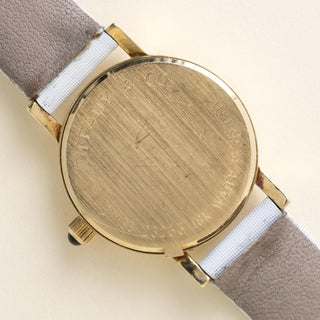 Vintage 18K Gold Tiffany and Co. Circle Dial Powder Blue Leather Strap Watch