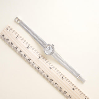 Vintage Jaeger Le Coultre 18K White Gold Diamond Bezel Circle Dial Ladies Watch