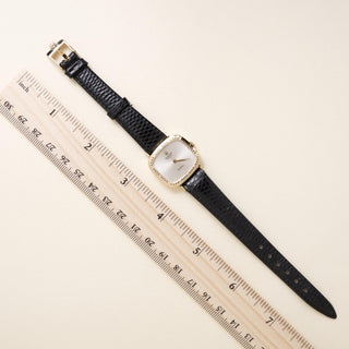 Vintage Rolex Cellini Cushion Dial Black Leather Strap 18K Yellow Gold Watch