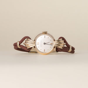 Vintage 1940s Longines 14k Rose Gold Circle Dial Ladies Cocktail Watch